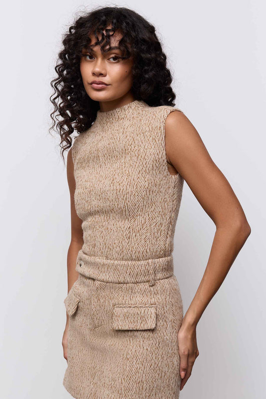 Wool Mix Tweed Sleeveless Top