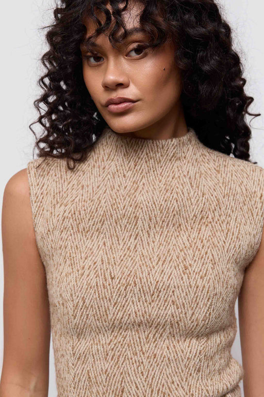 Wool Mix Tweed Sleeveless Top