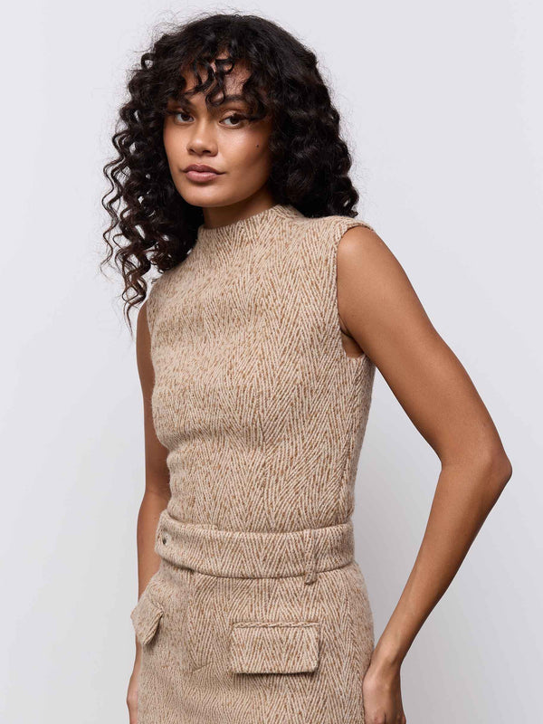 Wool Mix Tweed Sleeveless Top