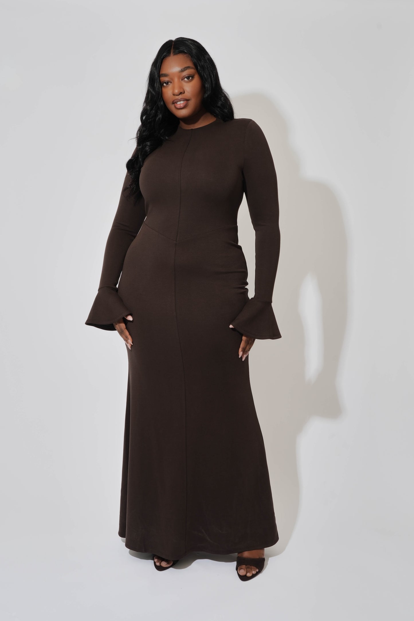 the ultimate muse knitted long sleeve maxi dress Juno Knitted Long Sleeved Maxi Dress Mermaid Way Black / M