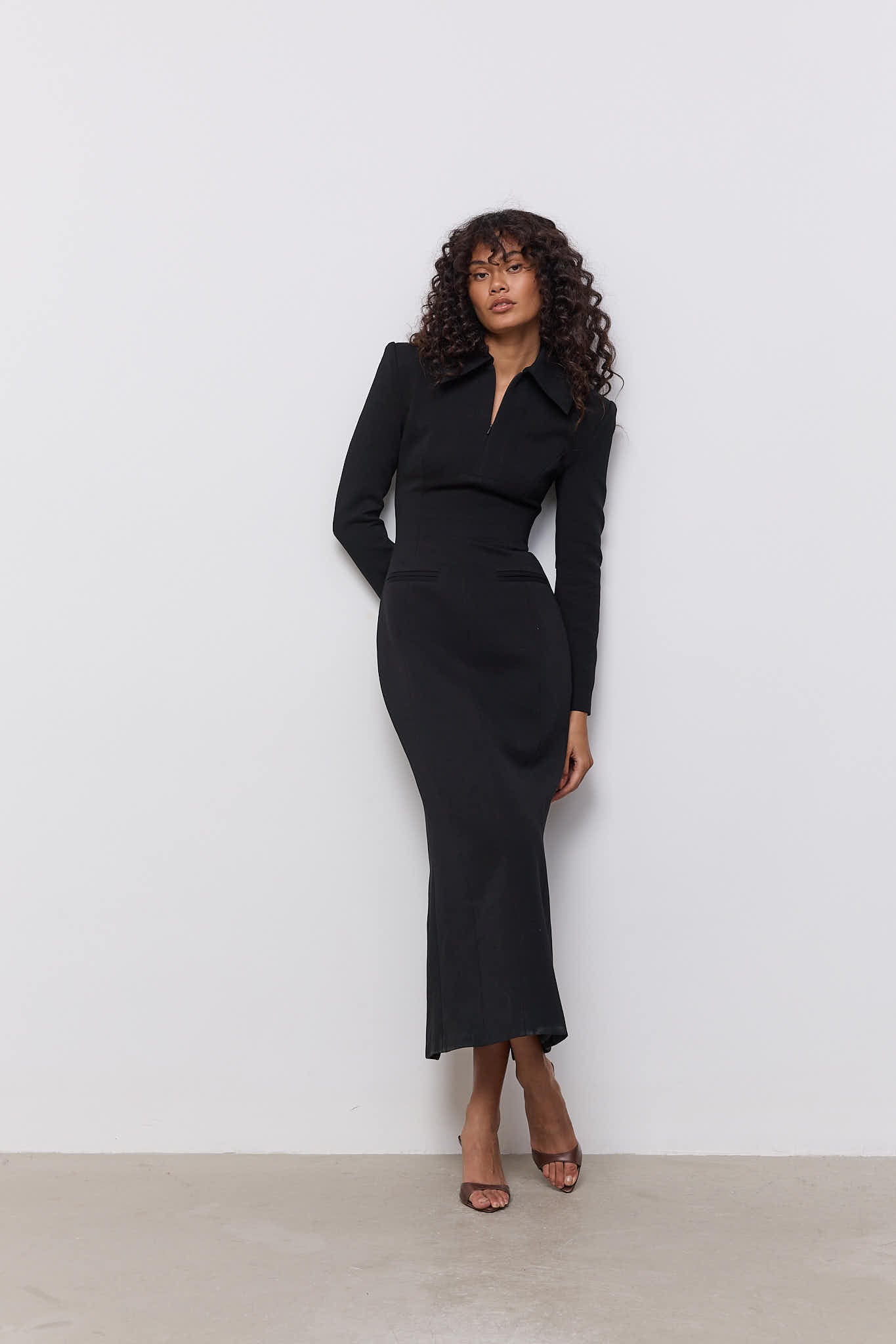 Zip Detail Midi Dress