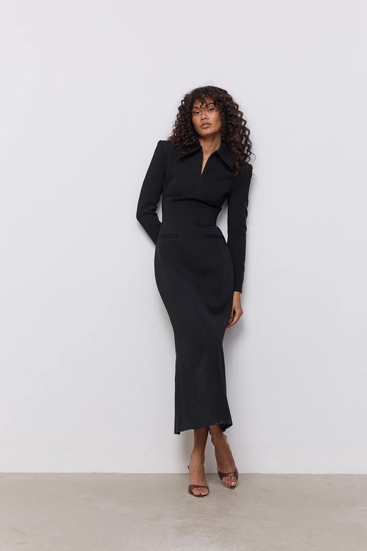 Zip Detail Midi Dress