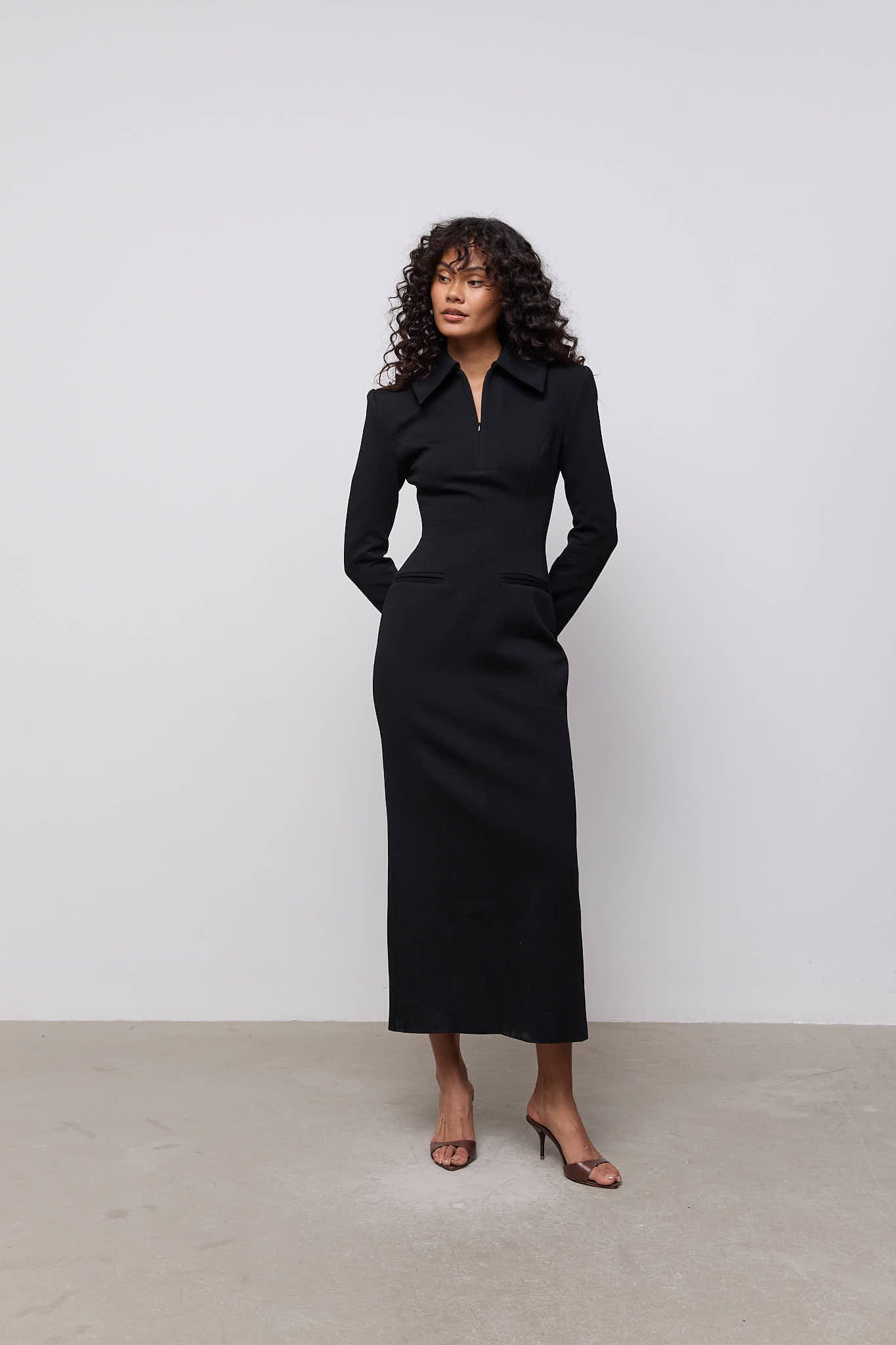 Zip Detail Midi Dress