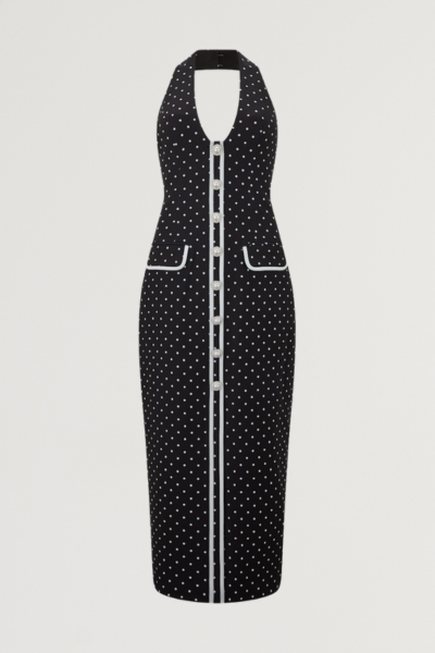 Polka Dot Button Midi Dress
