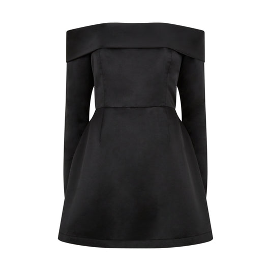Satin Bardot Mini Dress