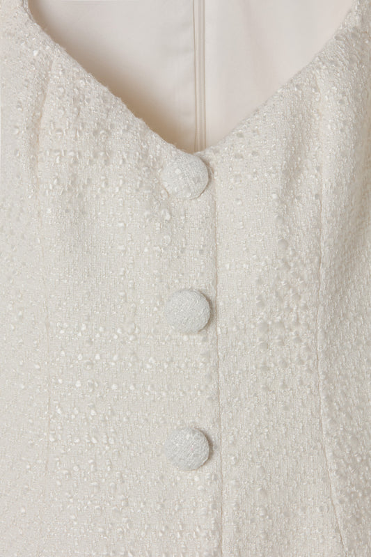 Bouclé Button Midi Dress