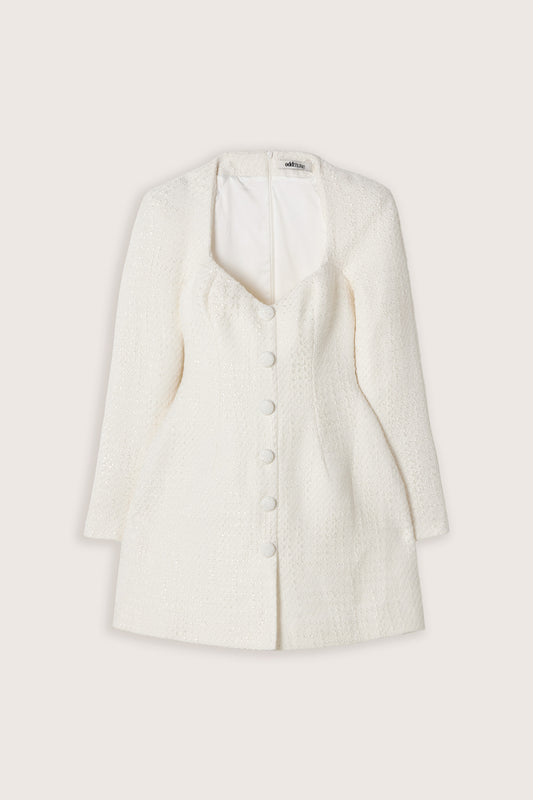 Bouclé Button Mini Dress