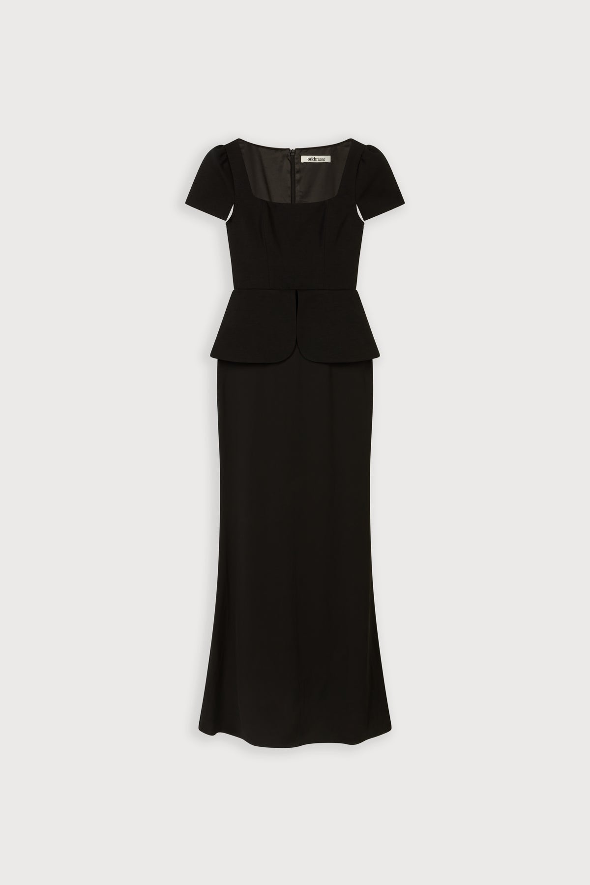 Cap Sleeve Peplum Gown