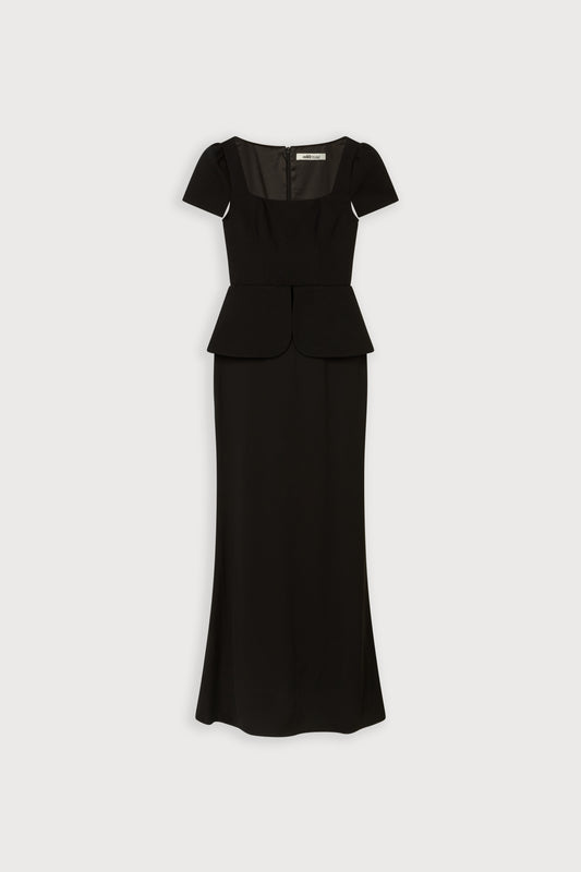 Cap Sleeve Peplum Gown