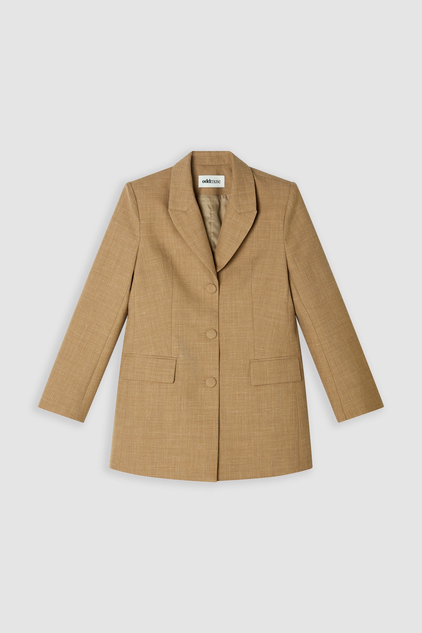 Checked Wool Mix Oversized Blazer