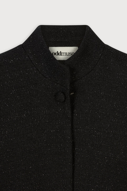 Collarless Tweed Jacket