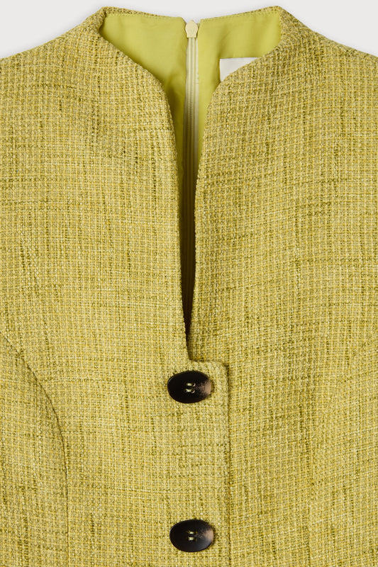 Cotton Mix Bouclé Button Dress