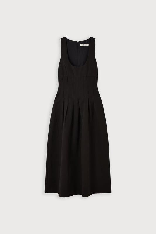 Cotton Mix Cinched Midi Dress