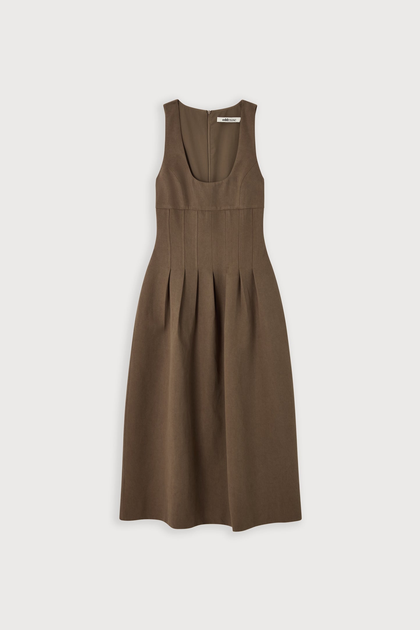 Cotton Mix Cinched Midi Dress