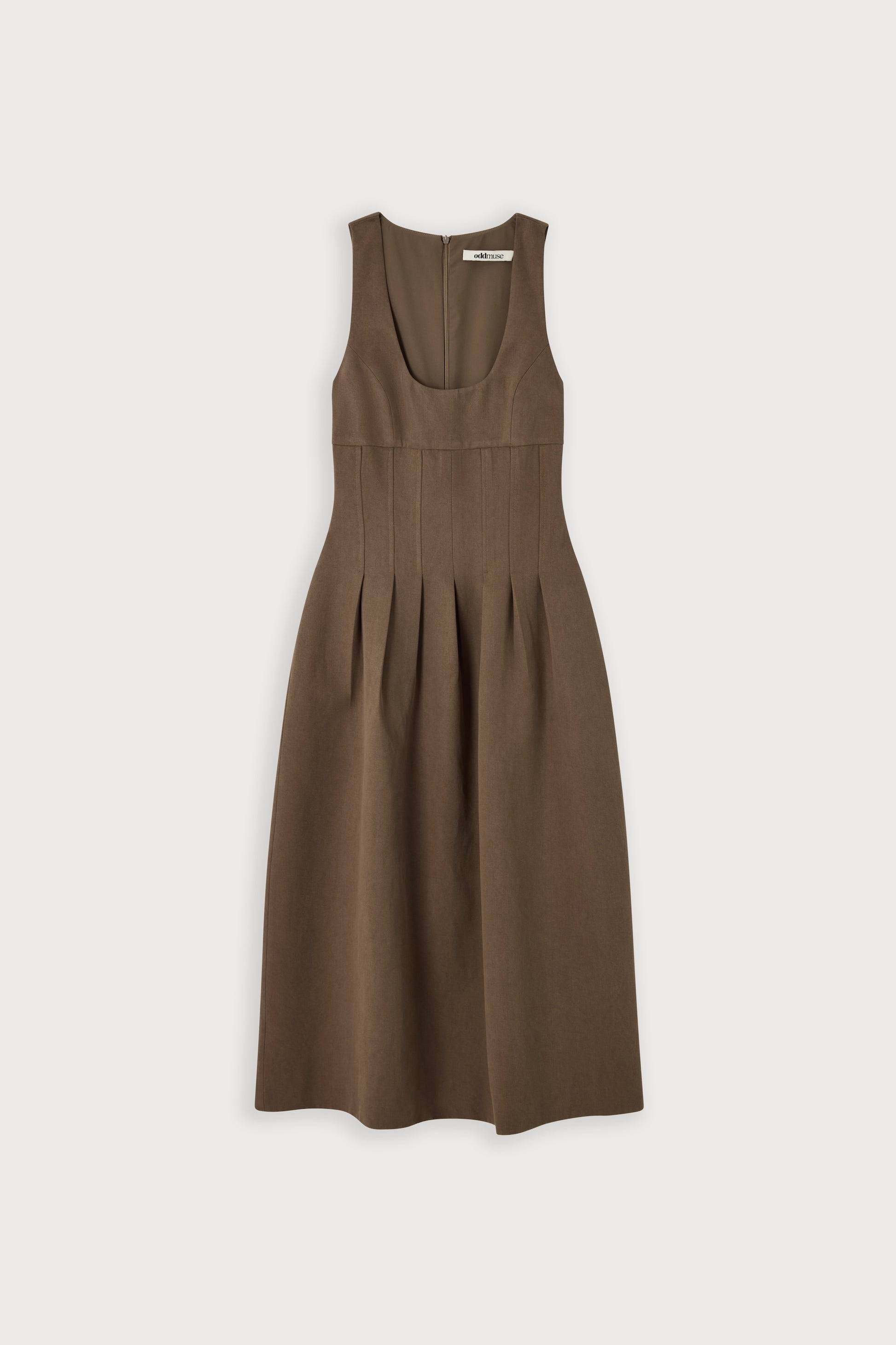 Cotton Mix Cinched Midi Dress