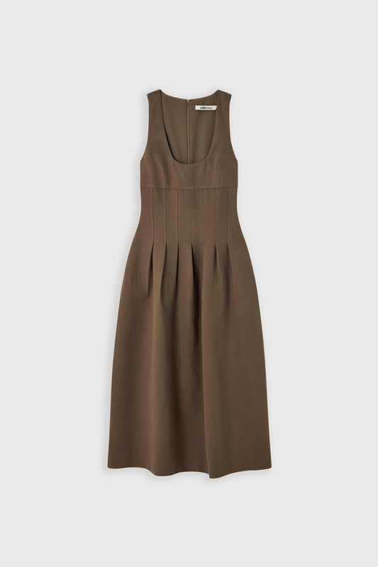 Cotton Mix Cinched Midi Dress