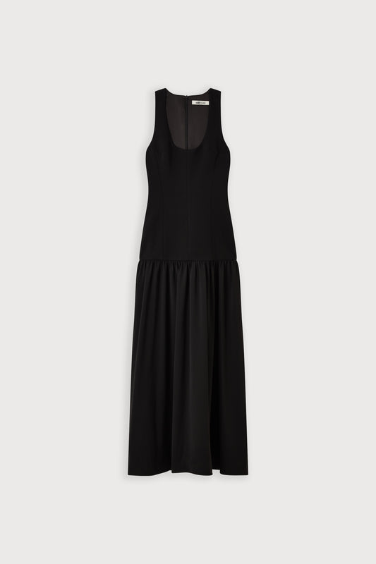 Cotton Mix Dropped Waist Maxi Dress