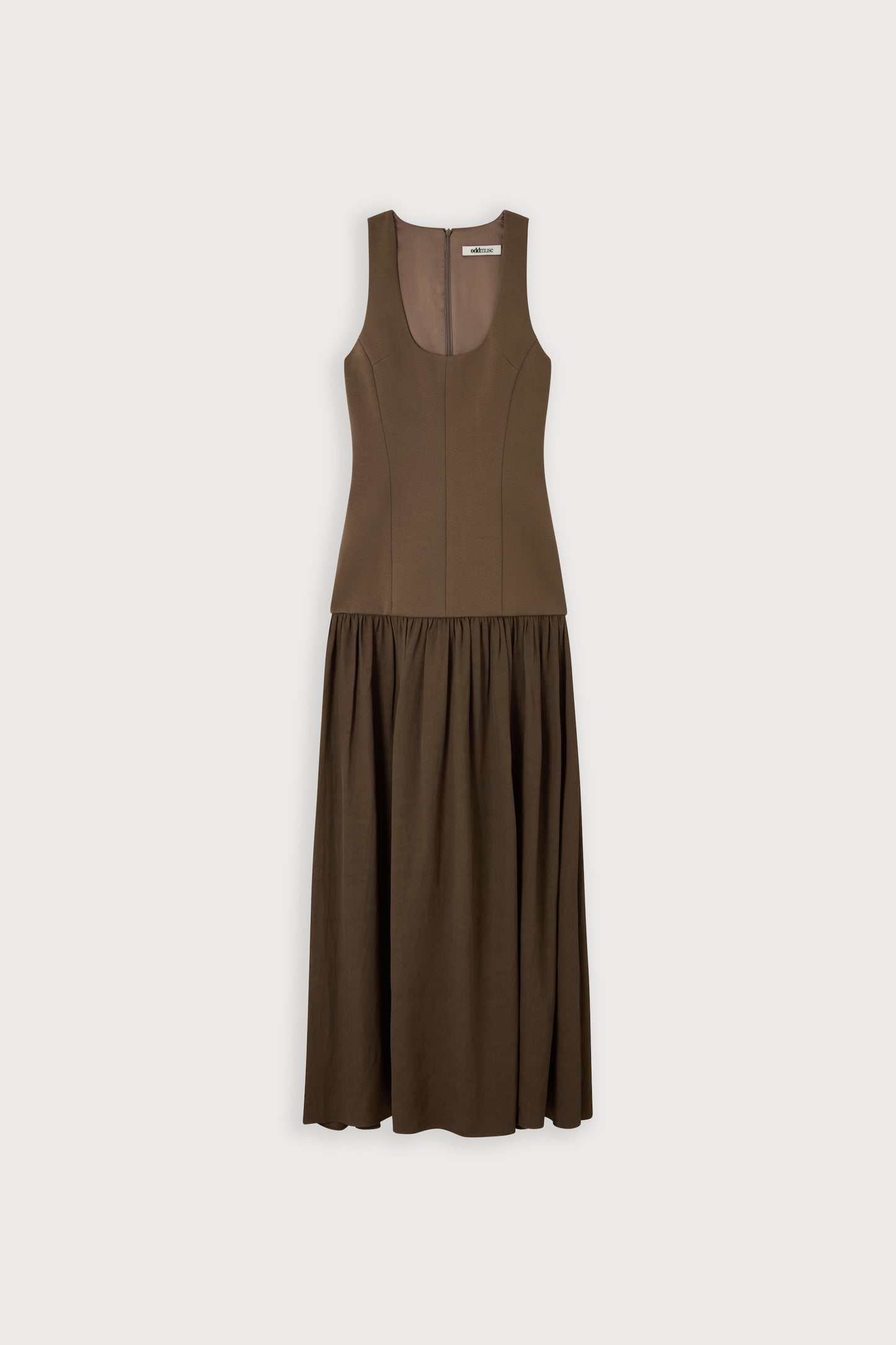 Linen Mix Dropped Waist Maxi Dress
