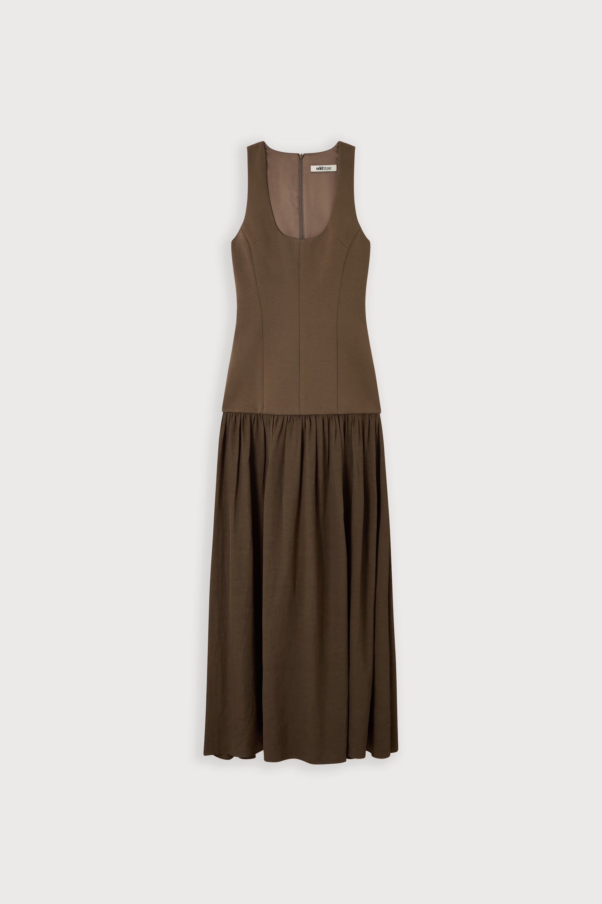 Linen Mix Dropped Waist Maxi Dress