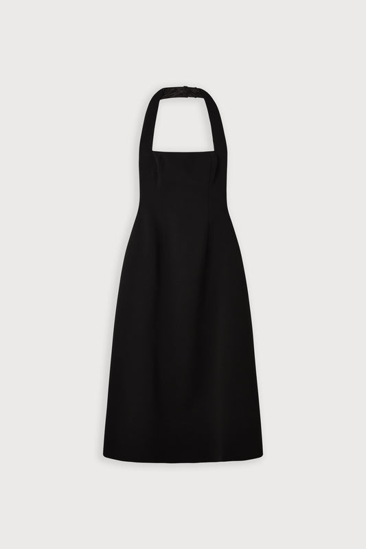 Cotton Mix Halter Midi Dress