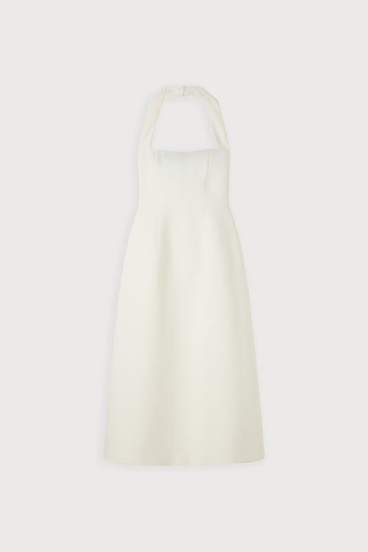 Cotton Mix Halter Midi Dress
