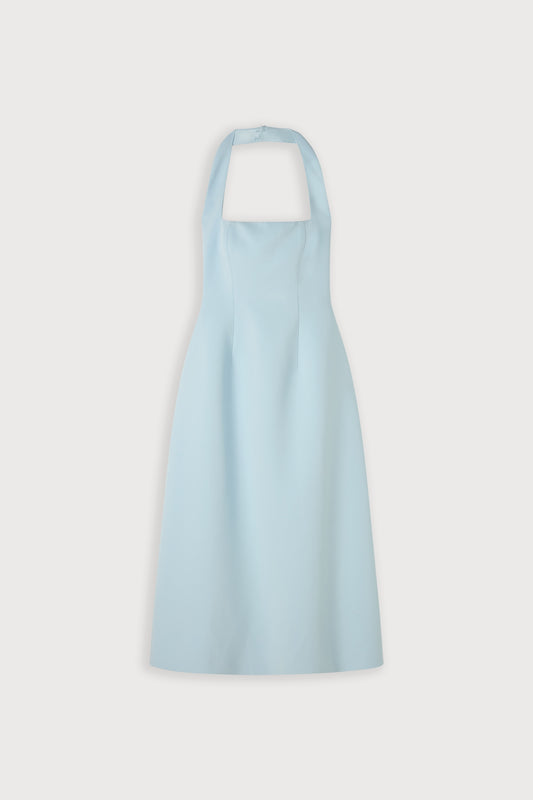 Cotton Mix Halter Midi Dress