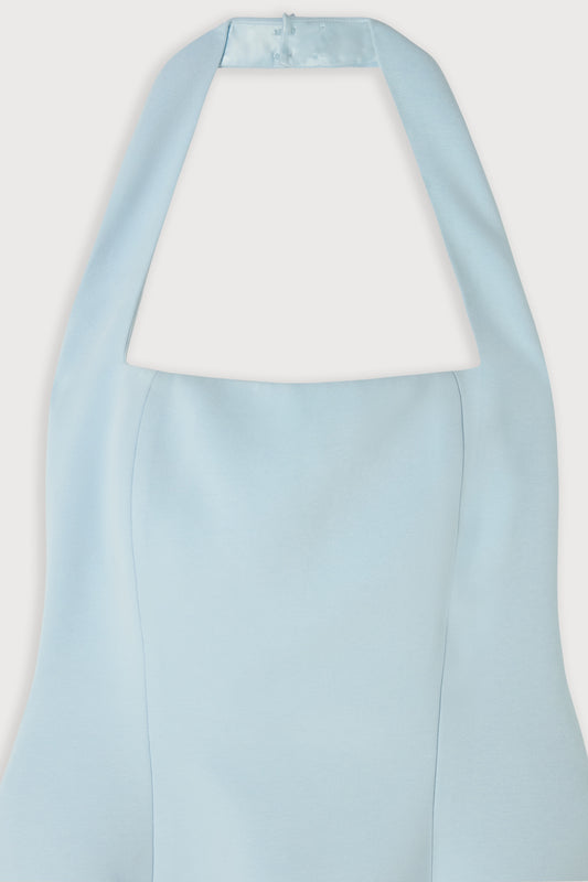 Cotton Mix Halter Midi Dress