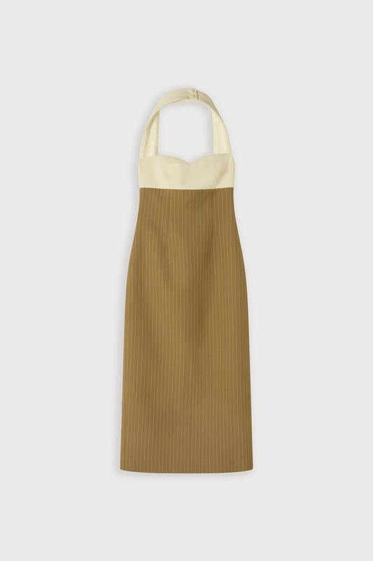 Cotton Mix Pinstripe Midi Dress