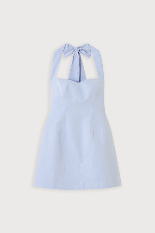 Cotton Tie Neck Mini Dress