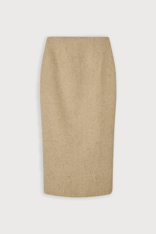Cotton Mix Tweed Midi Skirt