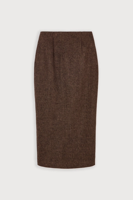 Cotton Mix Tweed Midi Skirt
