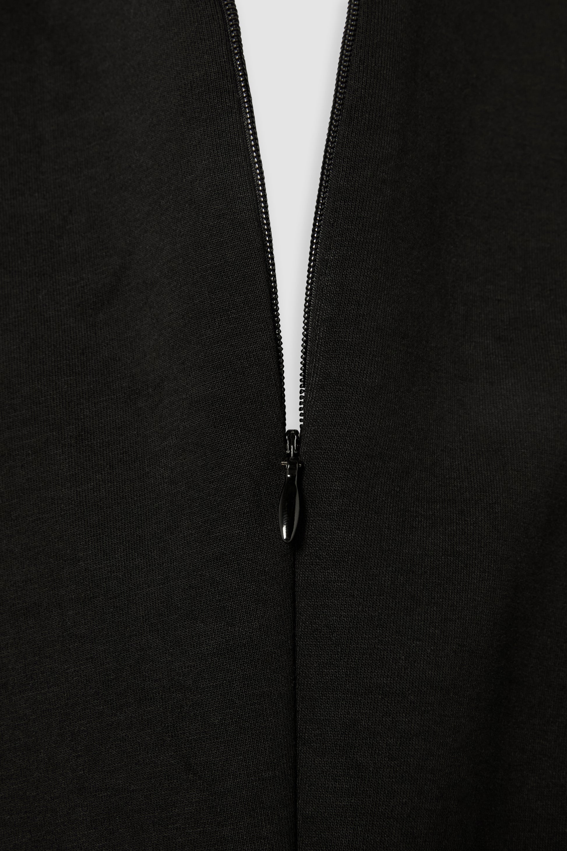 Cotton Mix Zip Collar Midi Dress