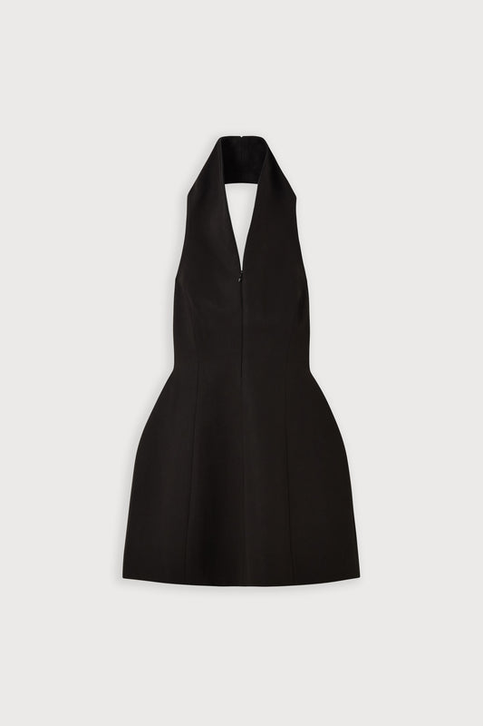 Cotton Mix Zip Collar Mini Dress