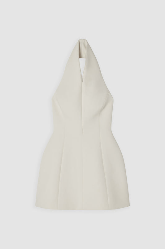 Cotton Mix Zip Collar Mini Dress