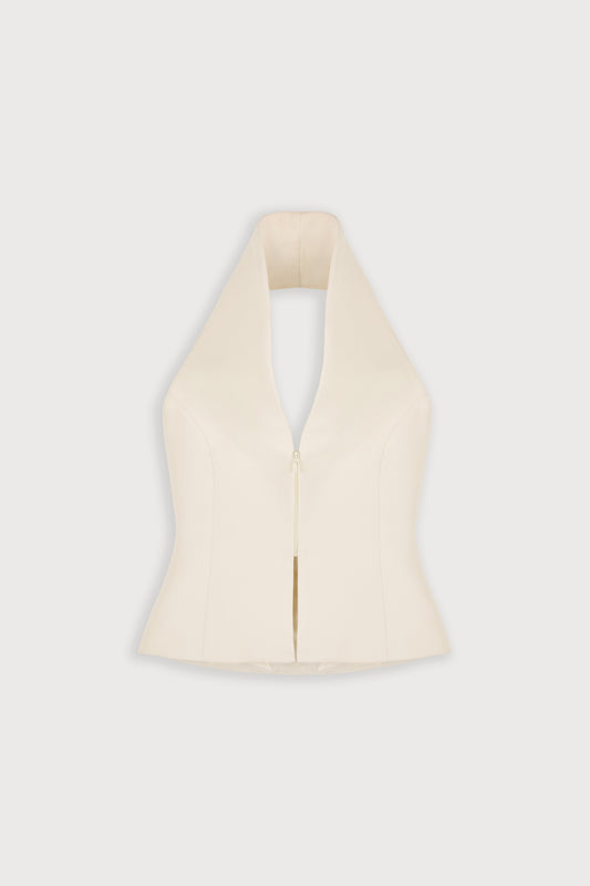 Cotton Mix Zip Detail Top