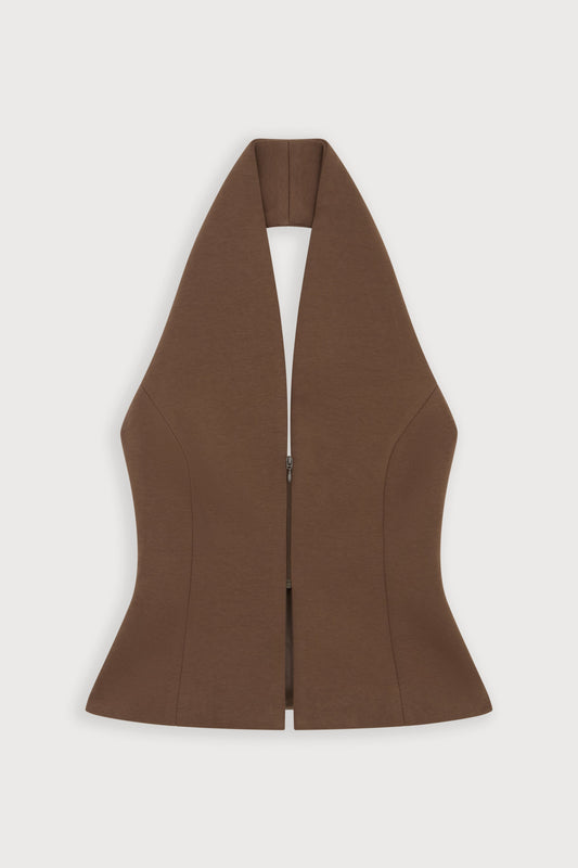 Cotton Mix Zip Detail Top