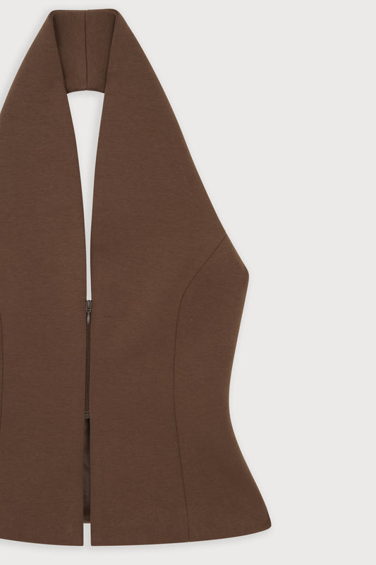 Cotton Mix Zip Detail Top