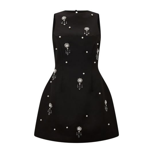 Satin Crystal Mini Dress