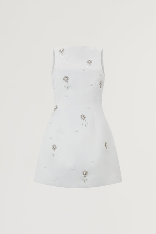 Satin Crystal Mini Dress