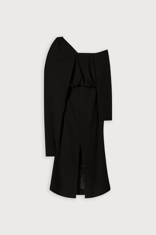 Draped One Shoulder Midi Dress