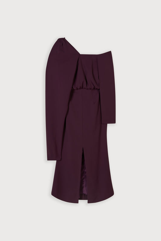 Draped One Shoulder Midi Dress