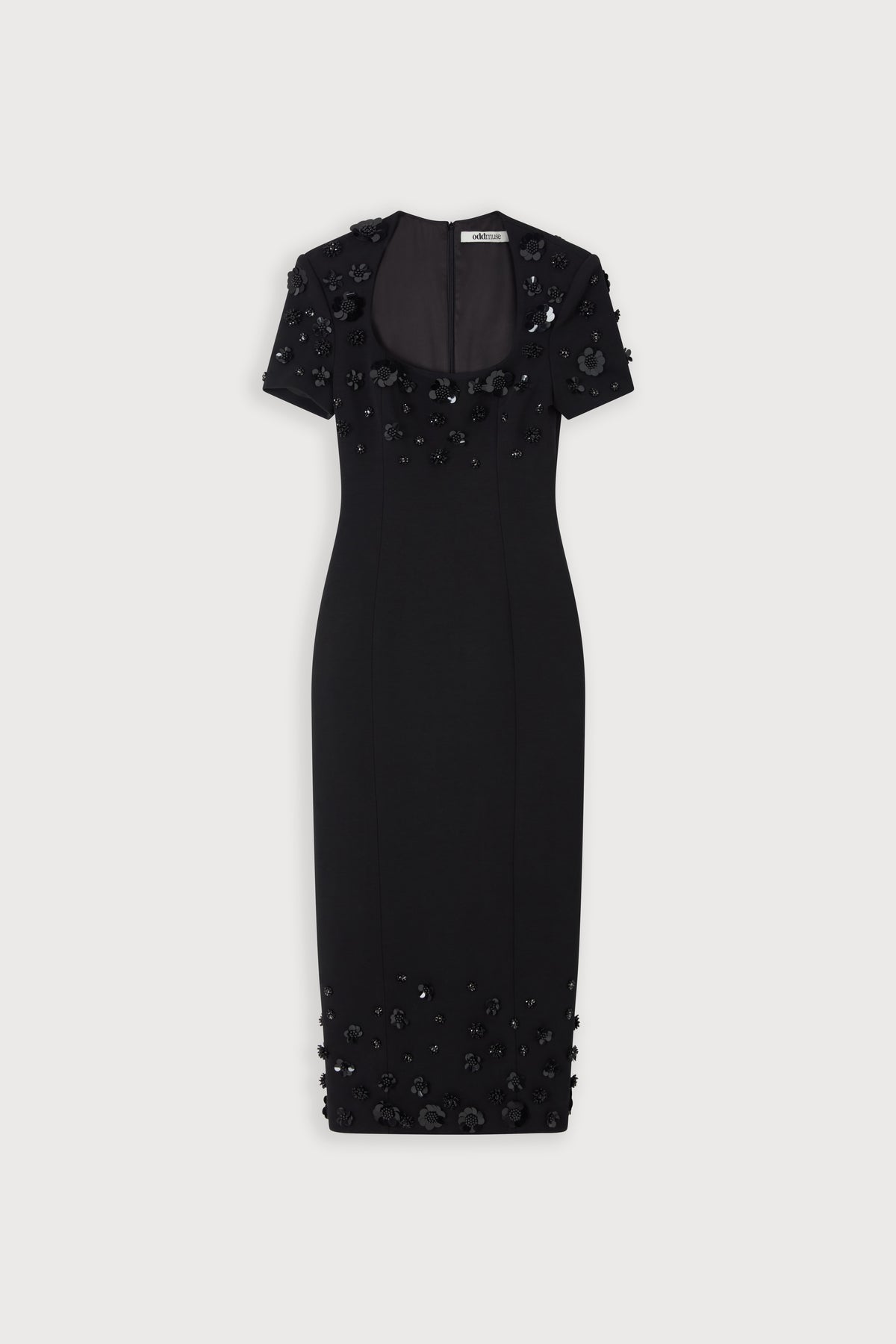 Embellished Appliqué Midi Dress
