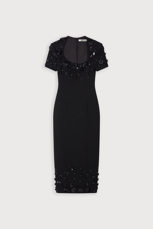 Embellished Appliqué Midi Dress