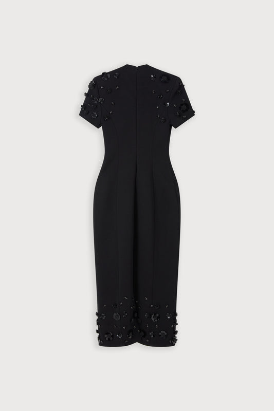 Embellished Appliqué Midi Dress