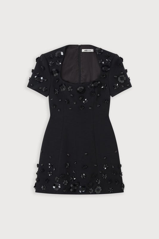 Embellished Appliqué Mini Dress