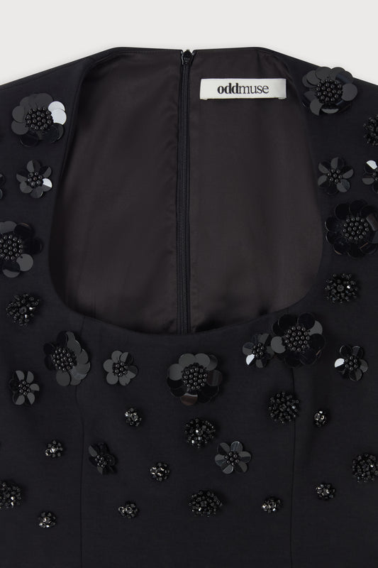 Embellished Appliqué Mini Dress