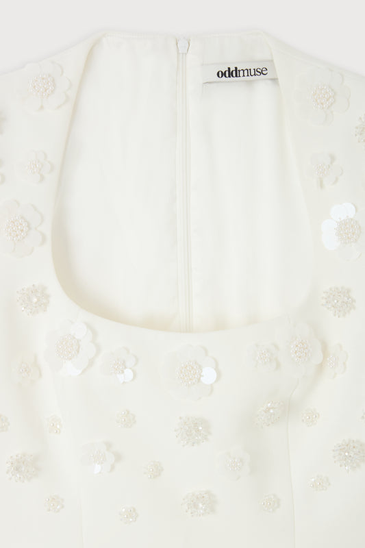 Embellished Appliqué Mini Dress