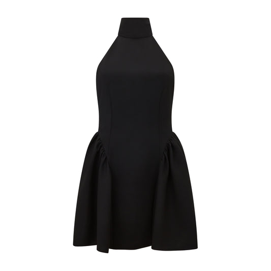 Tie Neck Gathered Detail Mini Dress