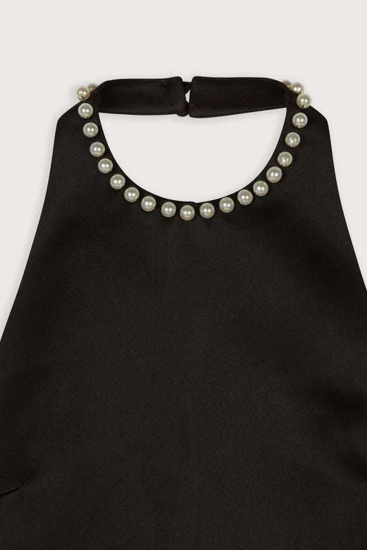 Halter Pearl Mini Dress