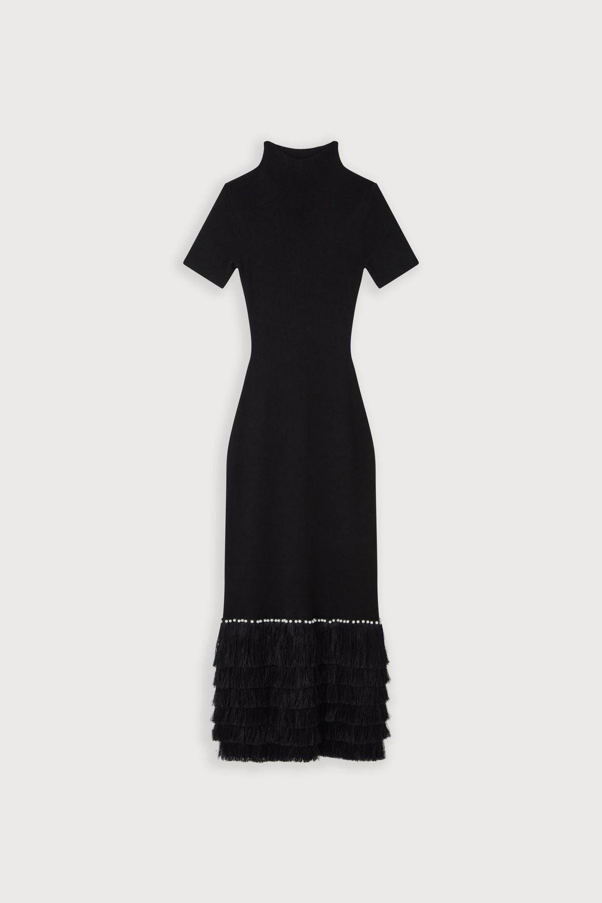 Knitted Fringe Detail Midi Dress